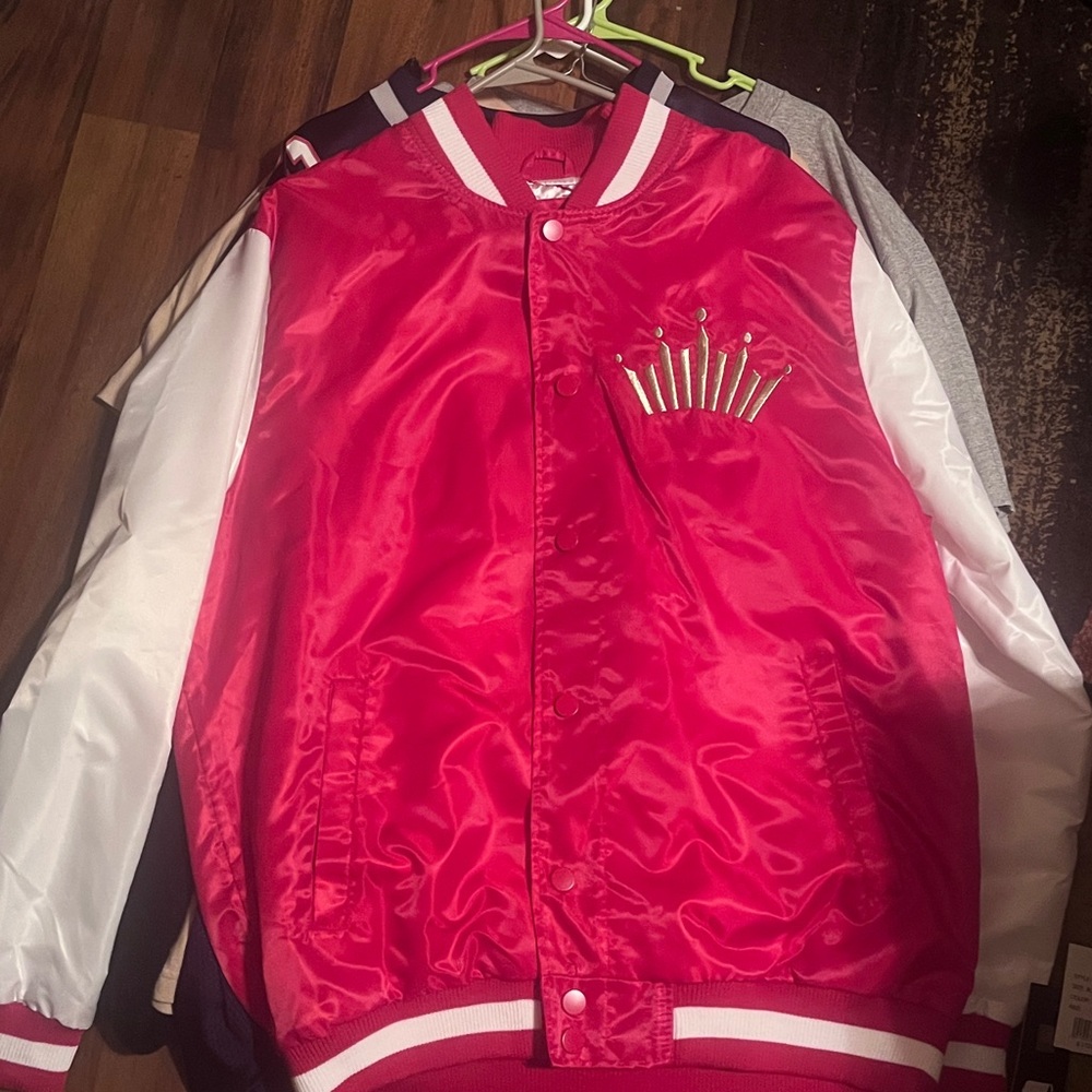 Starter Marlboro Red and White Satin Varsity Jacket Xl